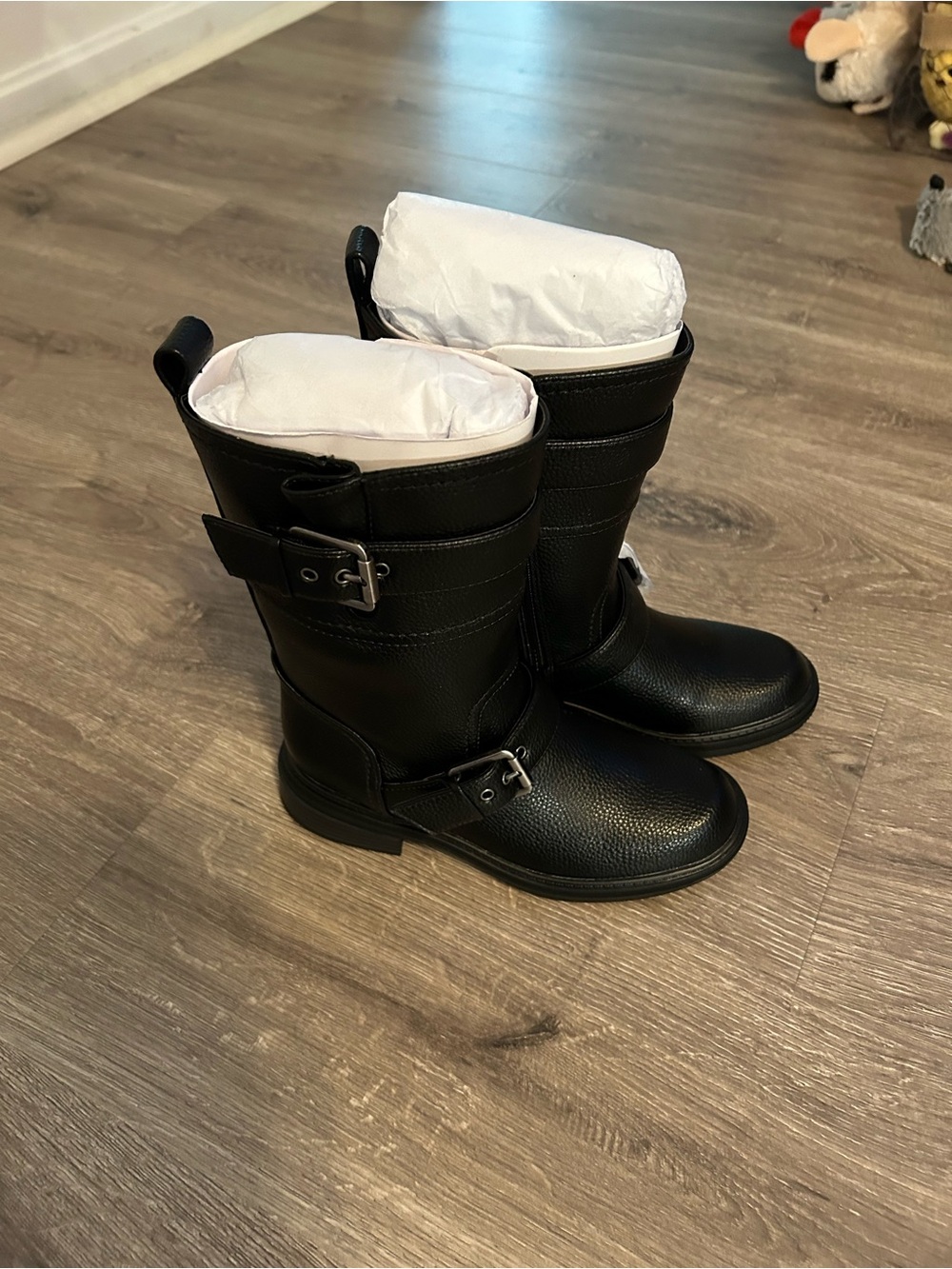 Naturalizer Black Buckle Motorcycle Ankle Boots